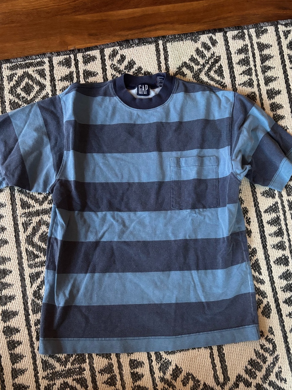 GAP Blue and Navy Striped Short Sleeve Tee